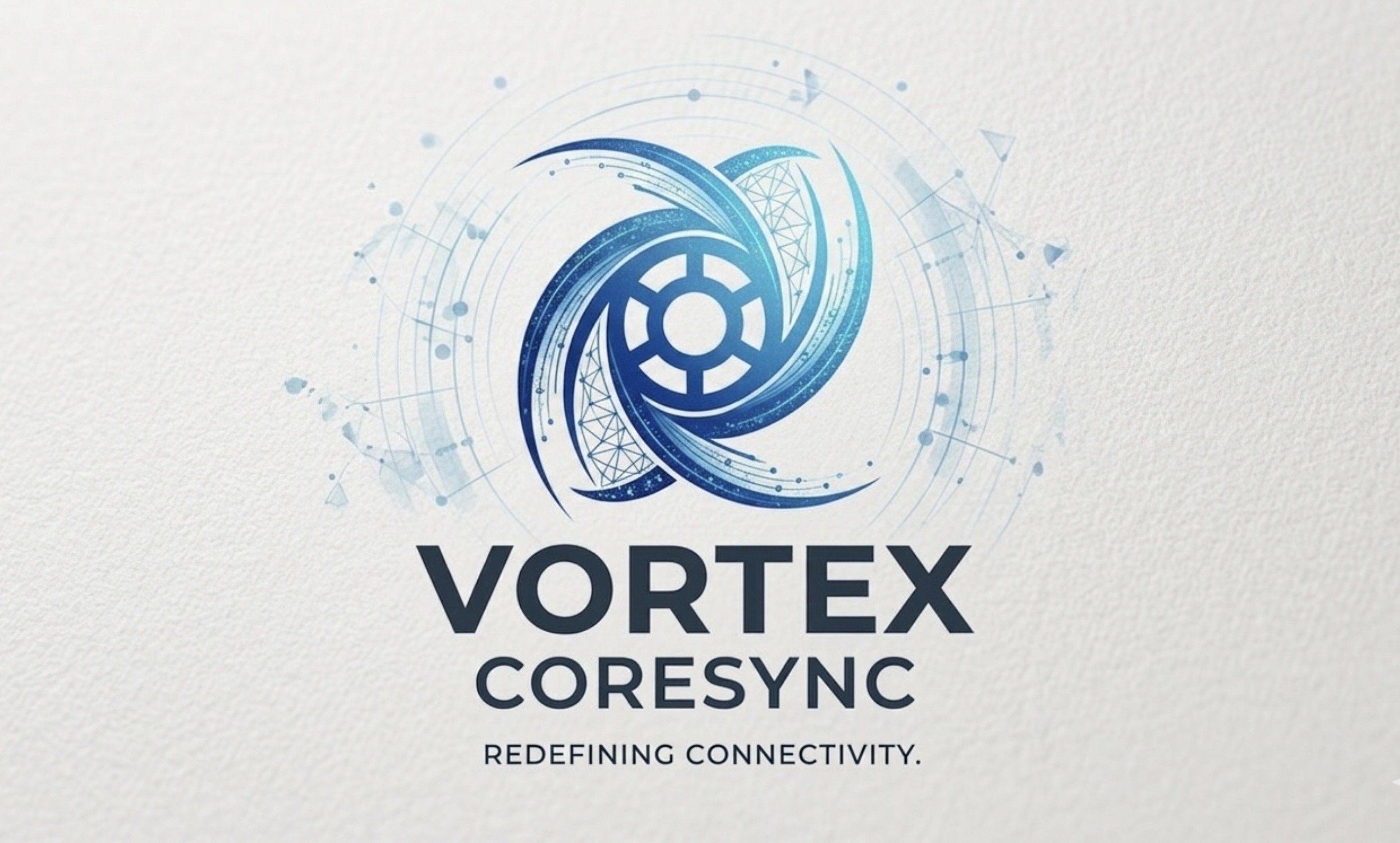 Vortex Co., Ltd. logo with a blue vortex and technological design elements, with the tagline 'Redefining Connectivity'.