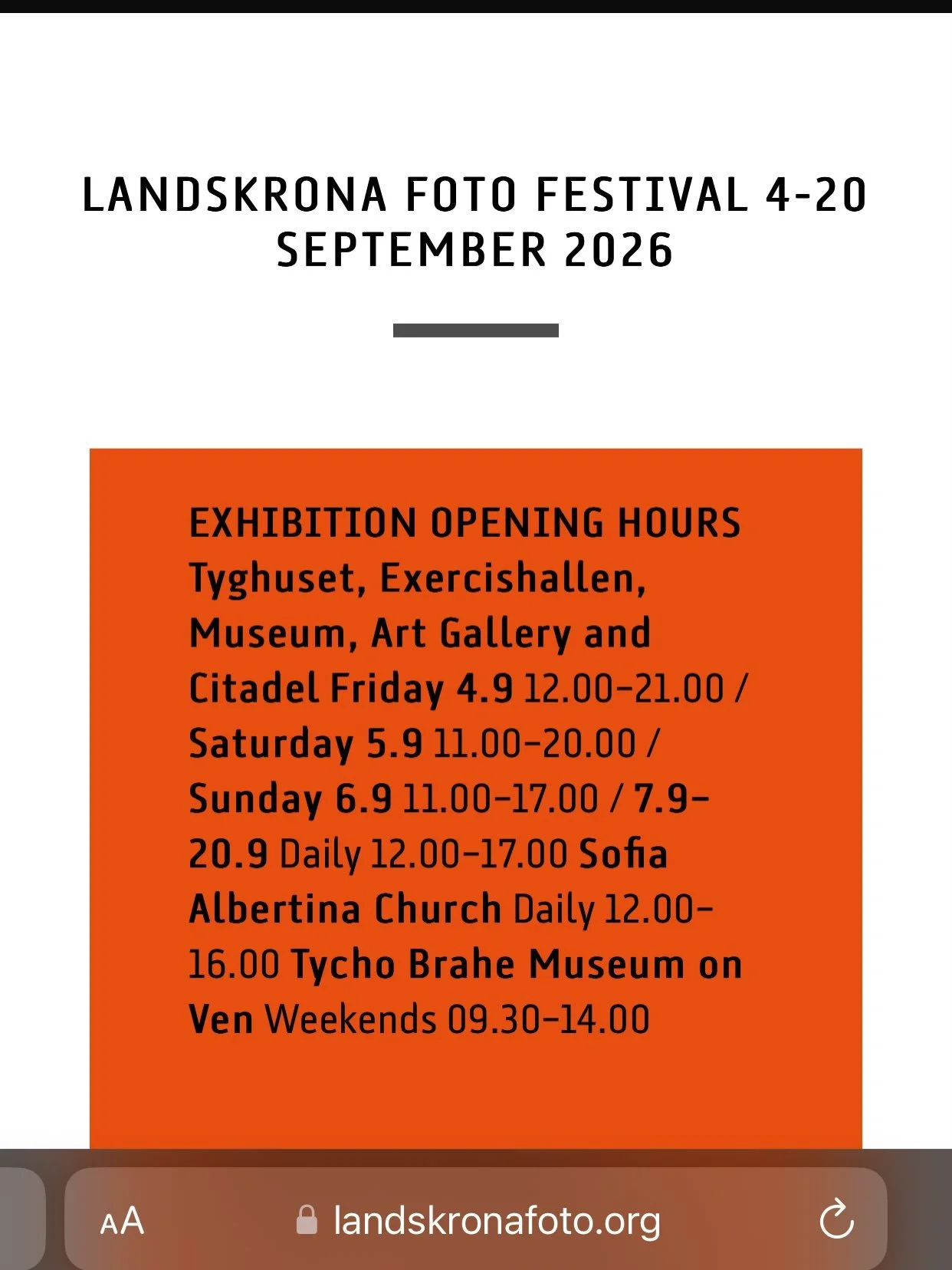 Oh to be in Landskrona, Sweden for this year&rsquo;s Foto Festival! 

Visit Landskronafoto.org to learn more about this year&rsquo;s offerings surrounding the theme DISPLACEMENT and the roster of artists whose works will be showcased September 4-20. 