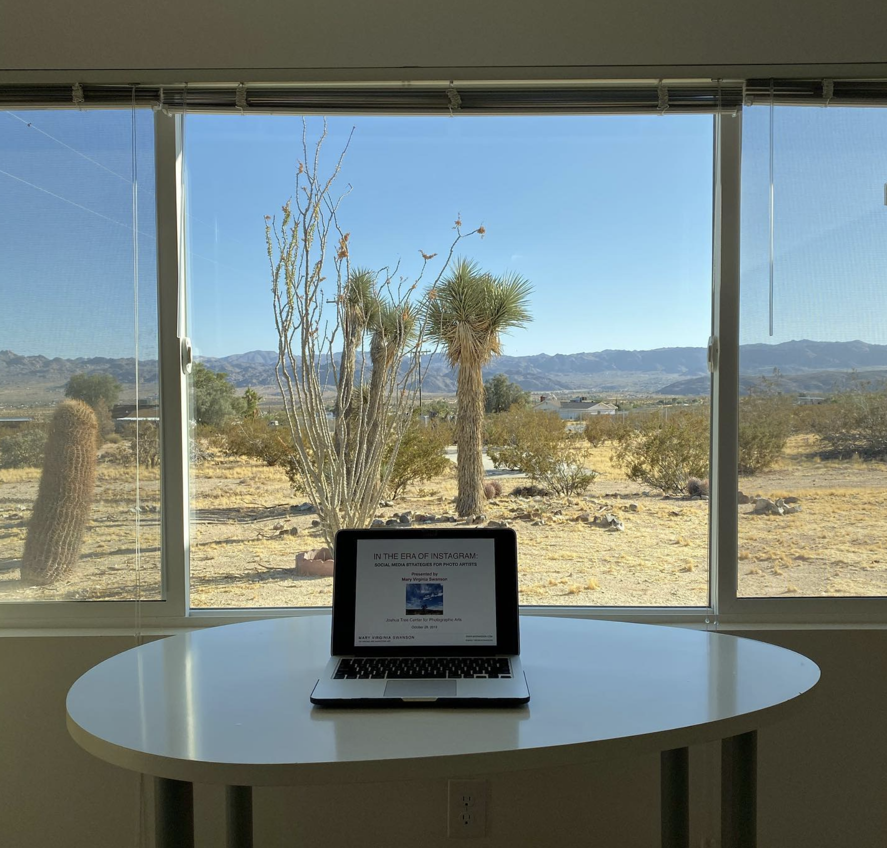 October 28, 2019 - 

At the JTCPA Invitational Residency Space, putting the final touches on tonight’s inaugural lecture at the Joshua Tree Center for Photographic Arts. My topic will be “In the Era of Instagram: Social Media for Photo Artists.” Foun