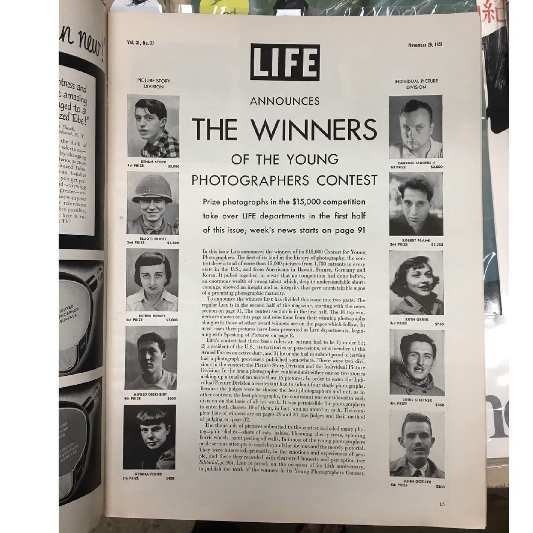 October 16, 2016 - 

Seen @bookdummypress bookstore today: Winners list from a Life Magazine photography contest featured as a cover story in November 1951. Over 15,000 images were submitted by 1,730 contestants. Photographers entering their work for