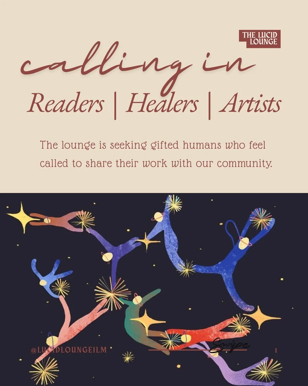 Calling in the readers, healers, guides, artists, space-holders and wonderfully hard-to-categorize humans. ✨

The long-term vision for The Lucid Lounge is to become a gathering place for our holistic and spiritual community. A space where people can 