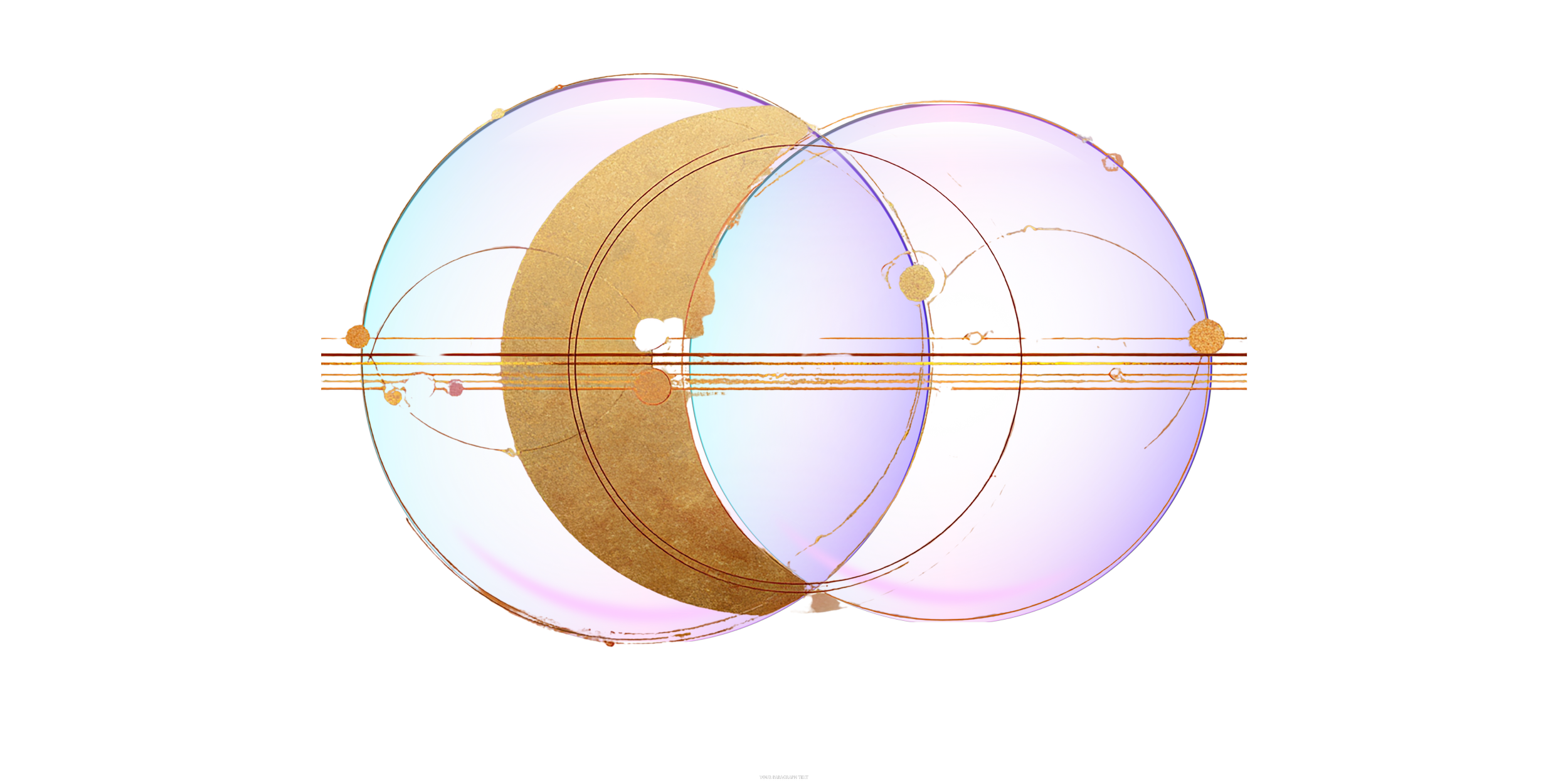A digital graphic representation of a golden human eye and crescent moon with abstract, colorful glowing effects and lined patterns against a purple background.