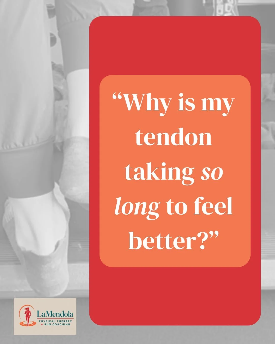I can&rsquo;t tell you how many times runners I&rsquo;ve worked with in the clinic over the years get frustrated, fed up, or discouraged over the amount of time it takes to get back to running with a tendinopathy injury.

Of course, it depends on a l