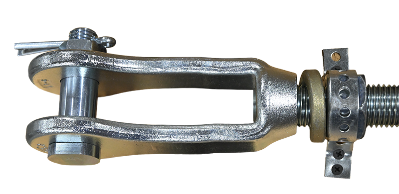 Metal mechanical device with a sliding component, threaded rod, and adjustable nut.