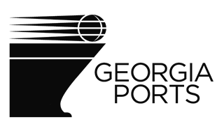 Logo of Georgia Ports Authority with stylized ship and wave design