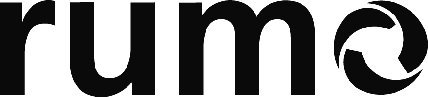 A close-up of the word 'rum' in black text on a white background.