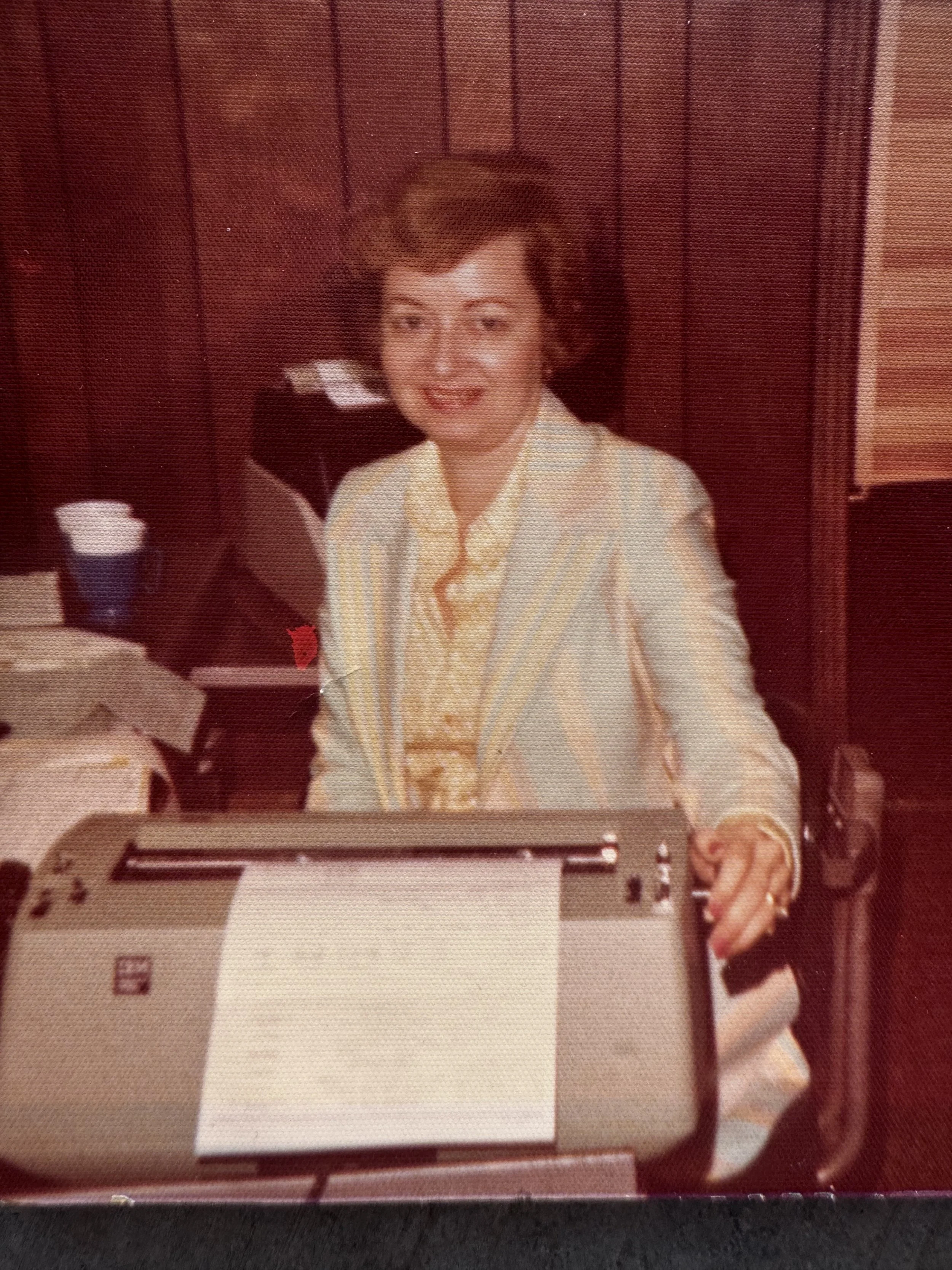 My Mimi keeping the books at Briggs Clothiers