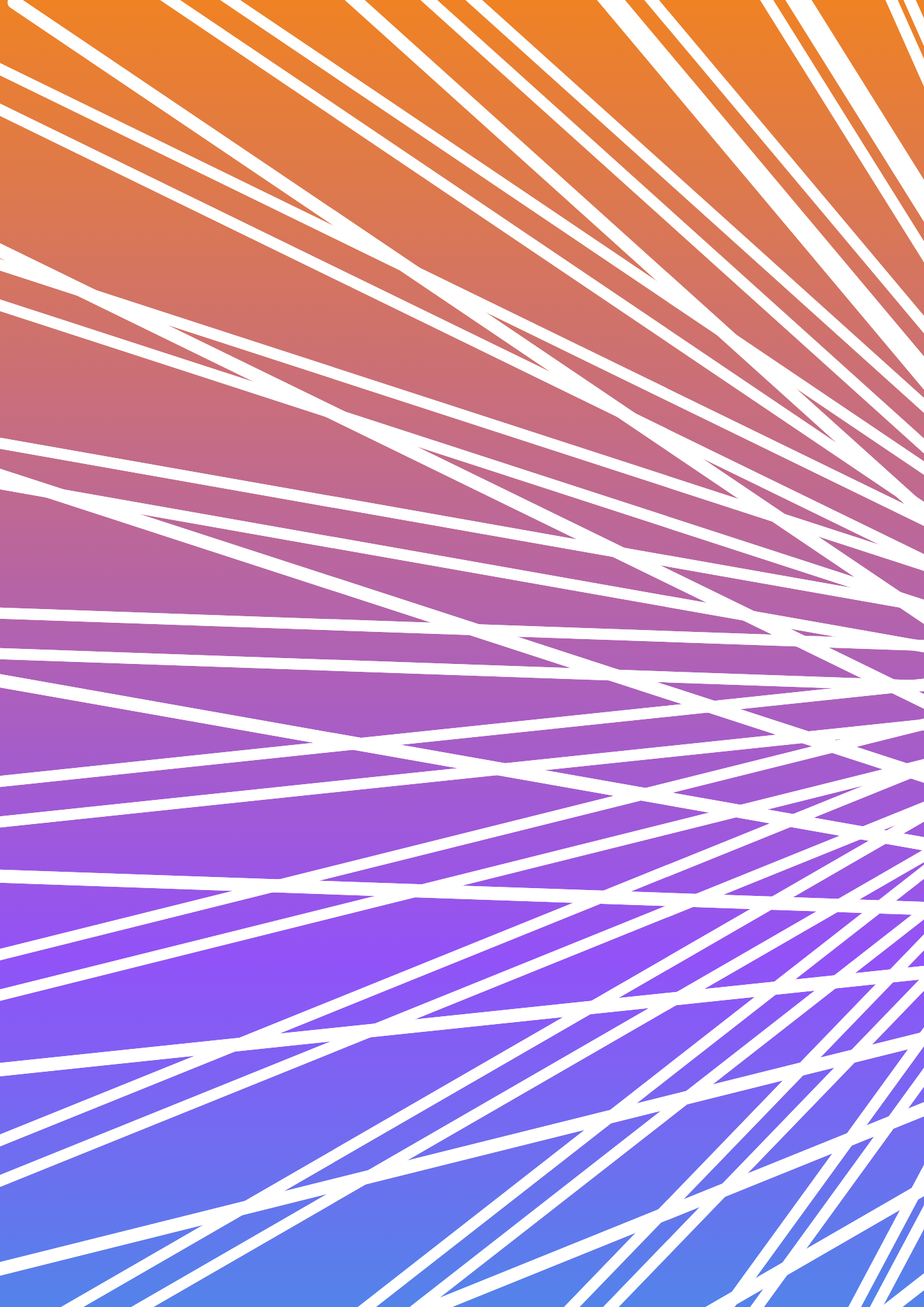 An abstract digital art background with colorful gradient shades of orange, pink, purple, and blue, overlaid with white geometric lines creating a dynamic pattern.