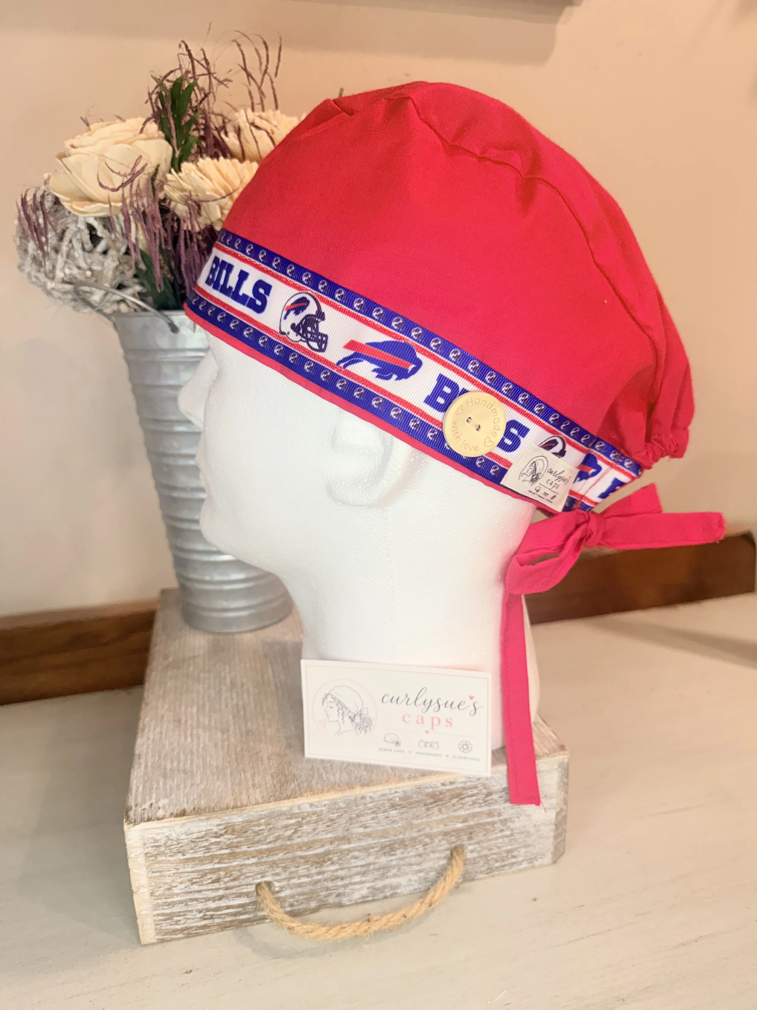 Red Buffalo Bills scrub cap
