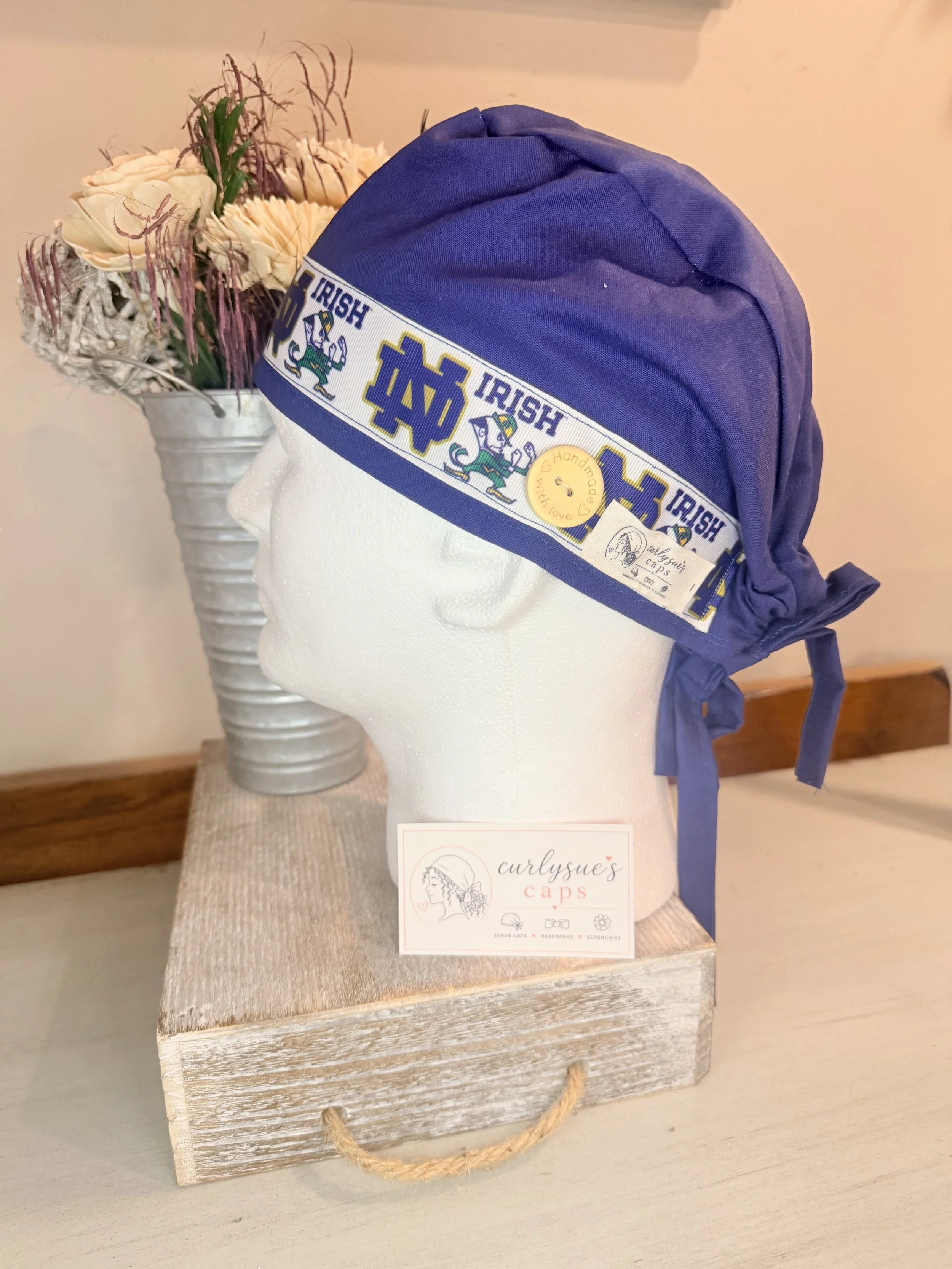 Blue Notre Dame scrub cap