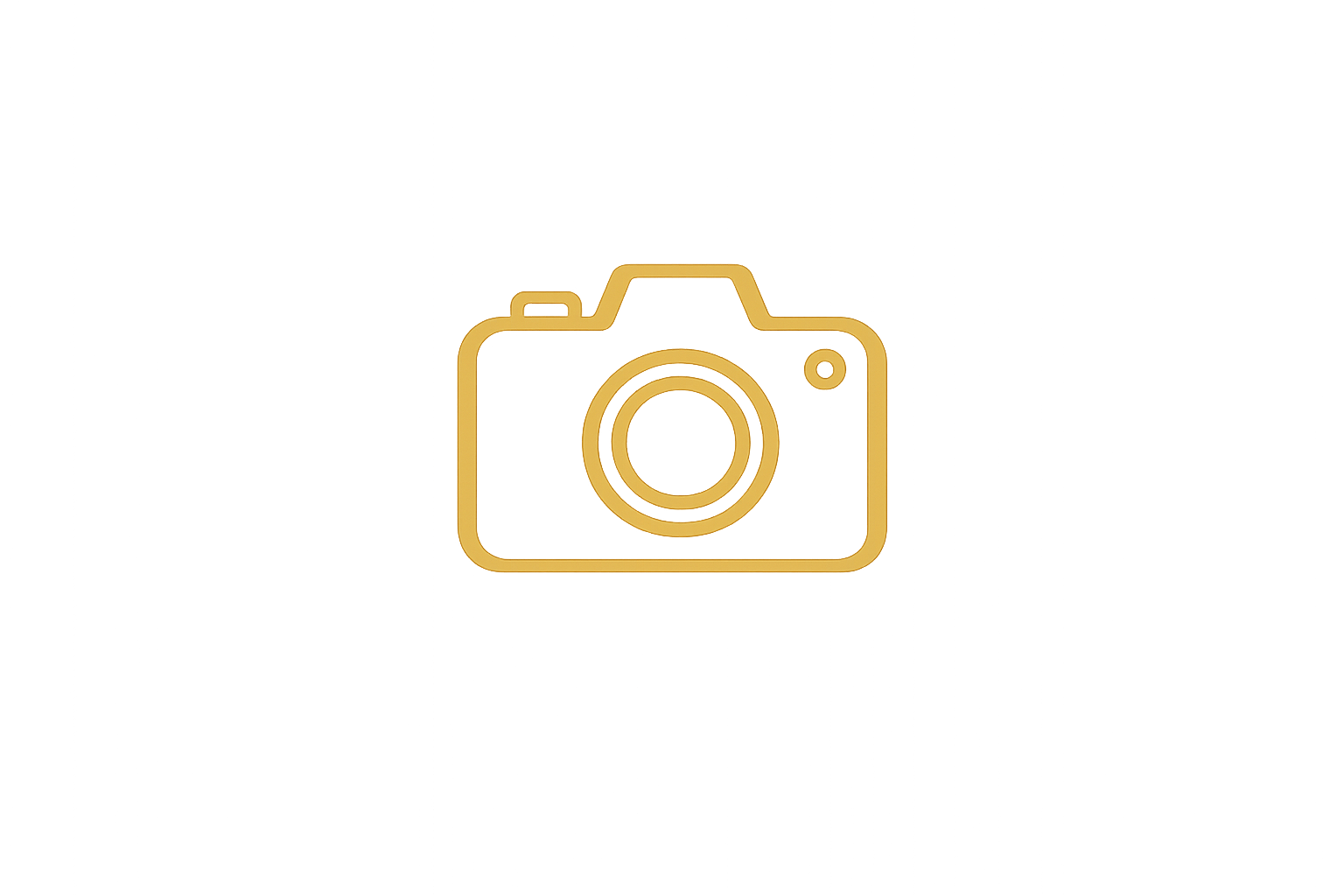 Placeholder image with a black background and a gold outline of a camera in the center.