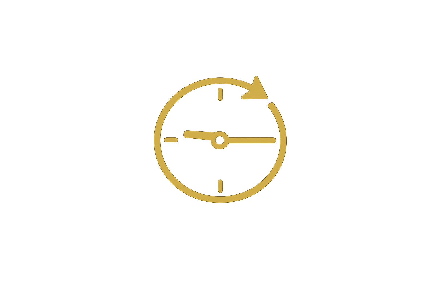 A gold clock icon with an arrow indicating a one-hour forward change, representing daylight saving time.