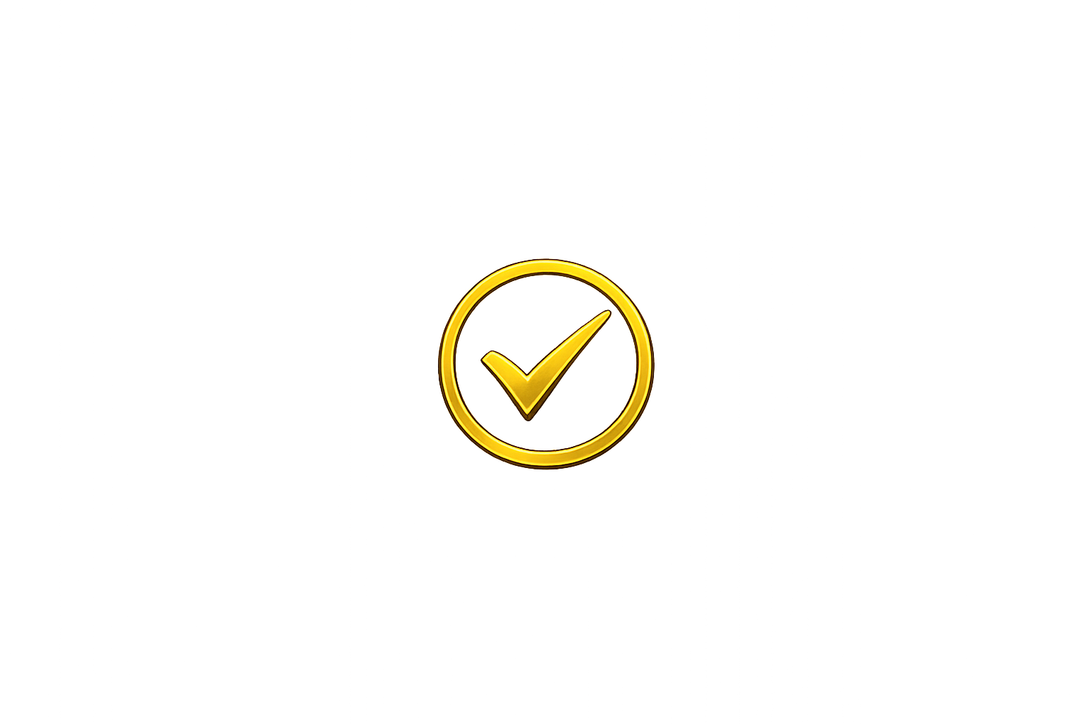 A yellow badge with a checkmark inside a circle.
