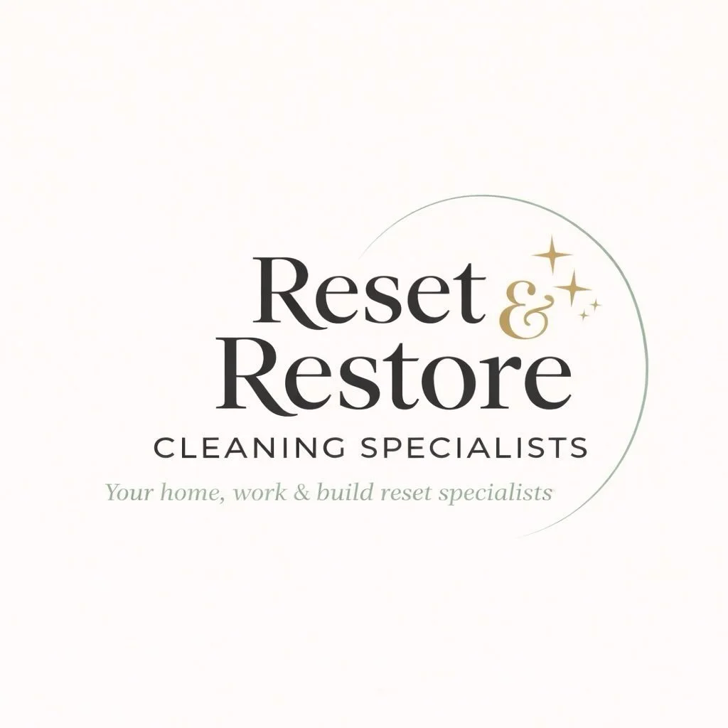 Logo for Reset & Restore Cleaning Specialists with tagline "Your home, work & build reset specialists"