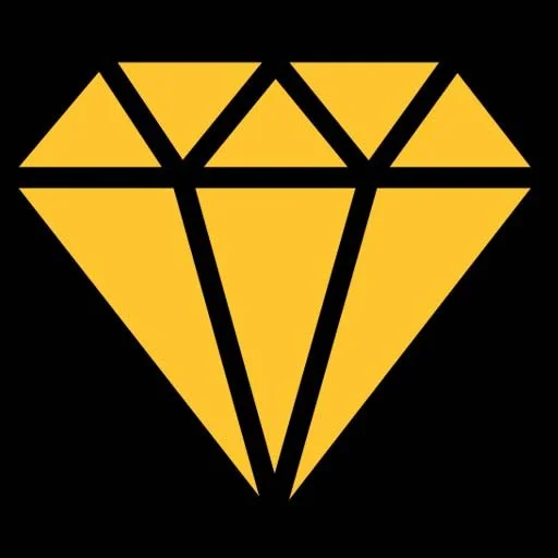 A yellow diamond-shaped emblem with black outlines and geometric facets on a black background.