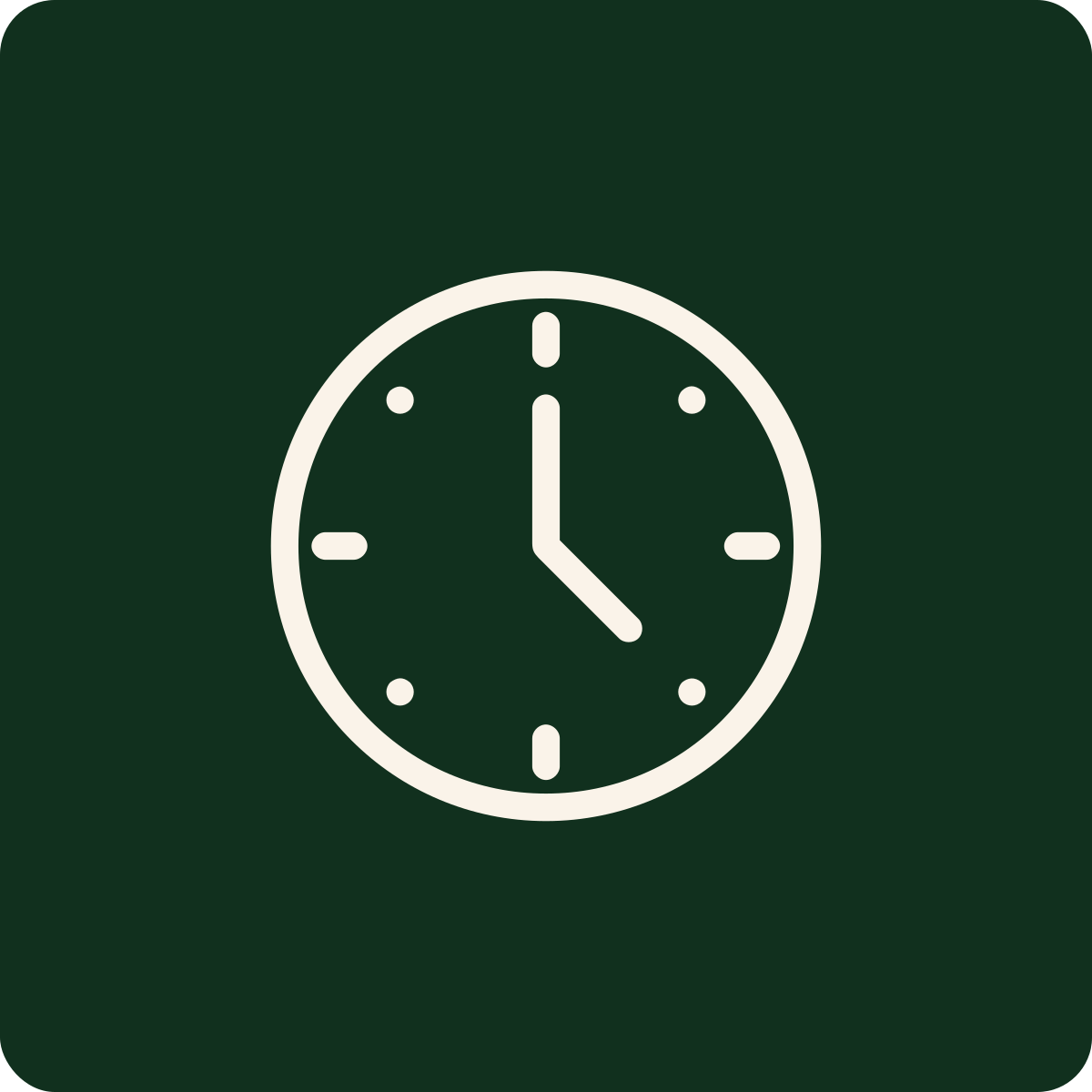 Clock showing 3:00.