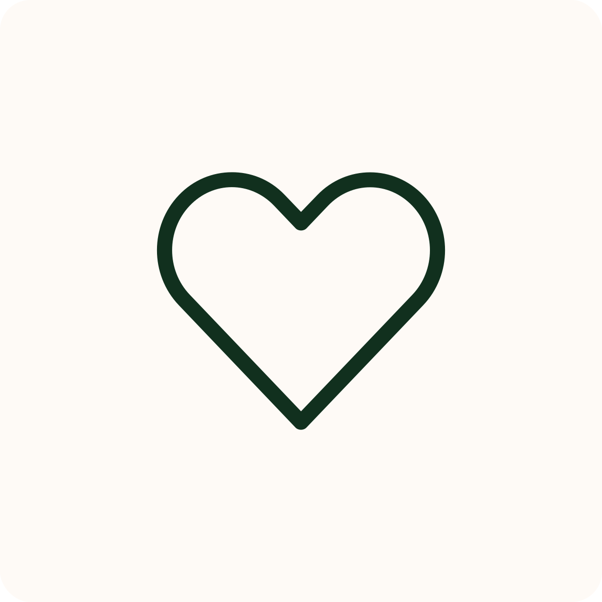 Black outlined heart on a white background.