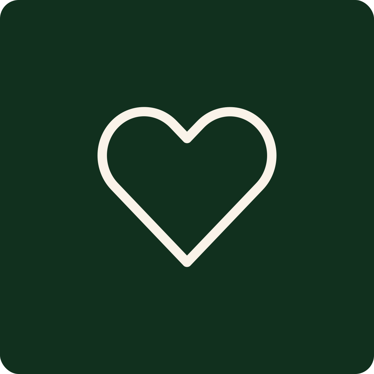 White outline of a heart on a dark green background