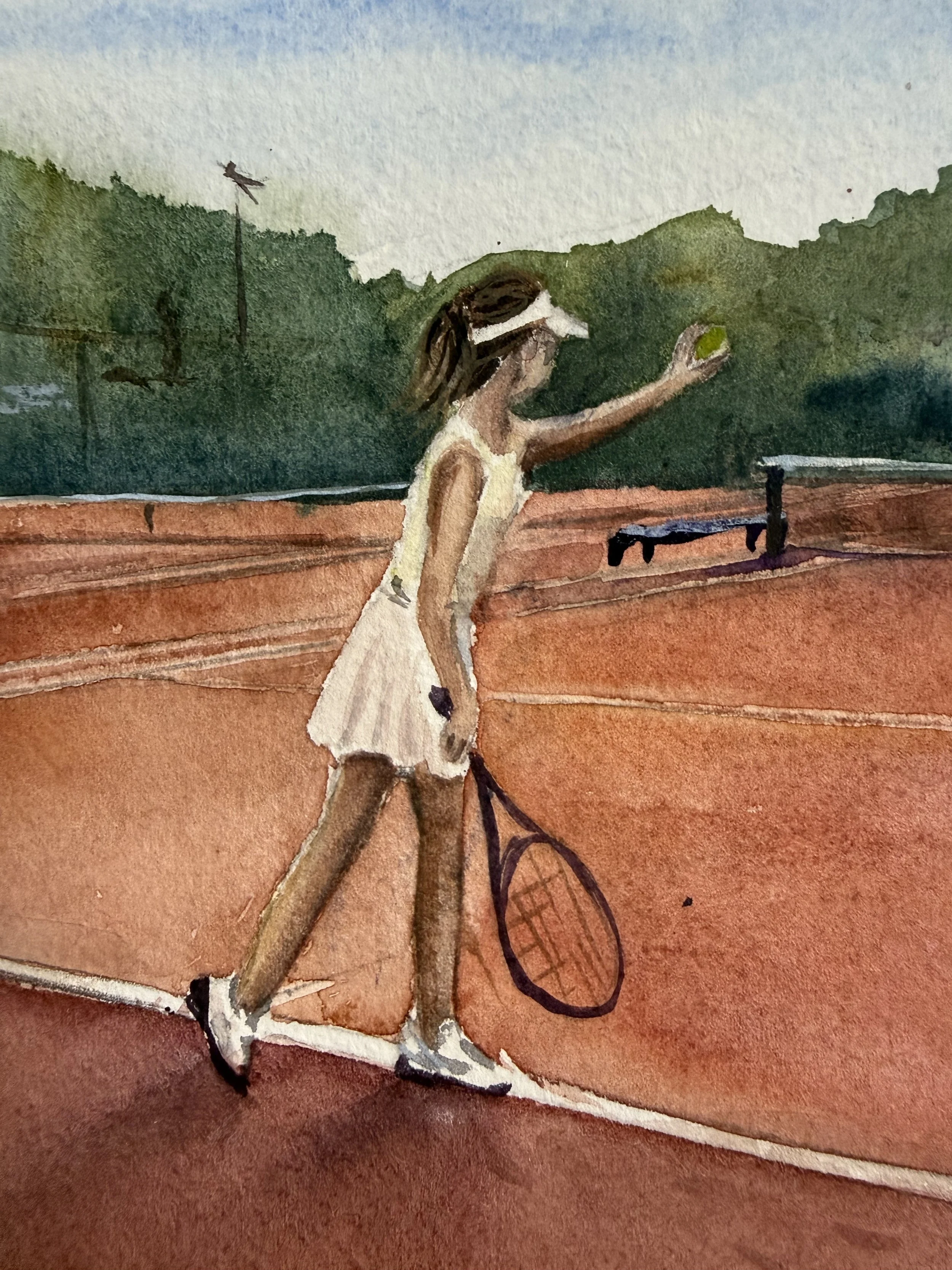 Detail of Before the Serve showing the player holding the ball before serving