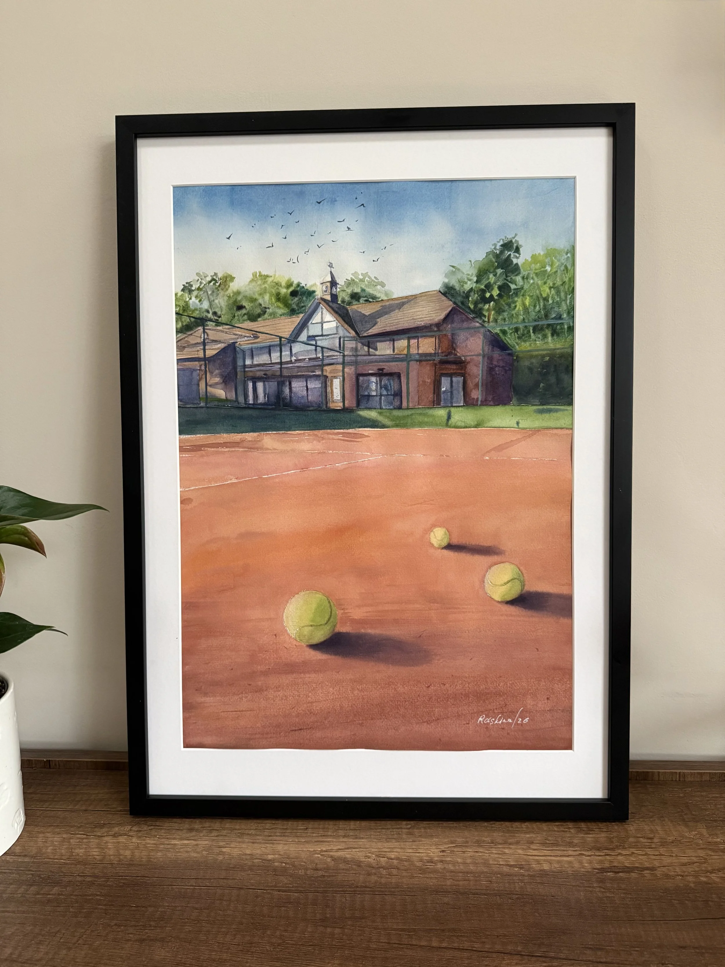 The HLTC framed watercolour displayed in an interior