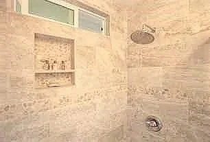 Bath Remodel with tile walls and custom niche built-in