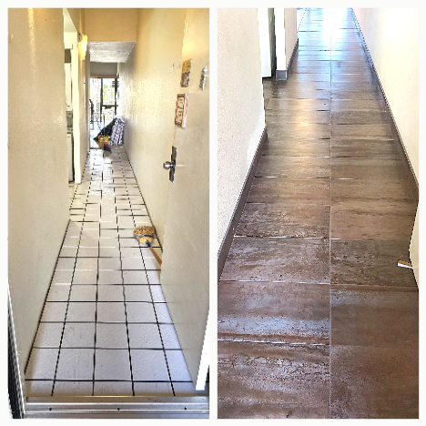 Before and after:  entryway/hallway tile flooring install