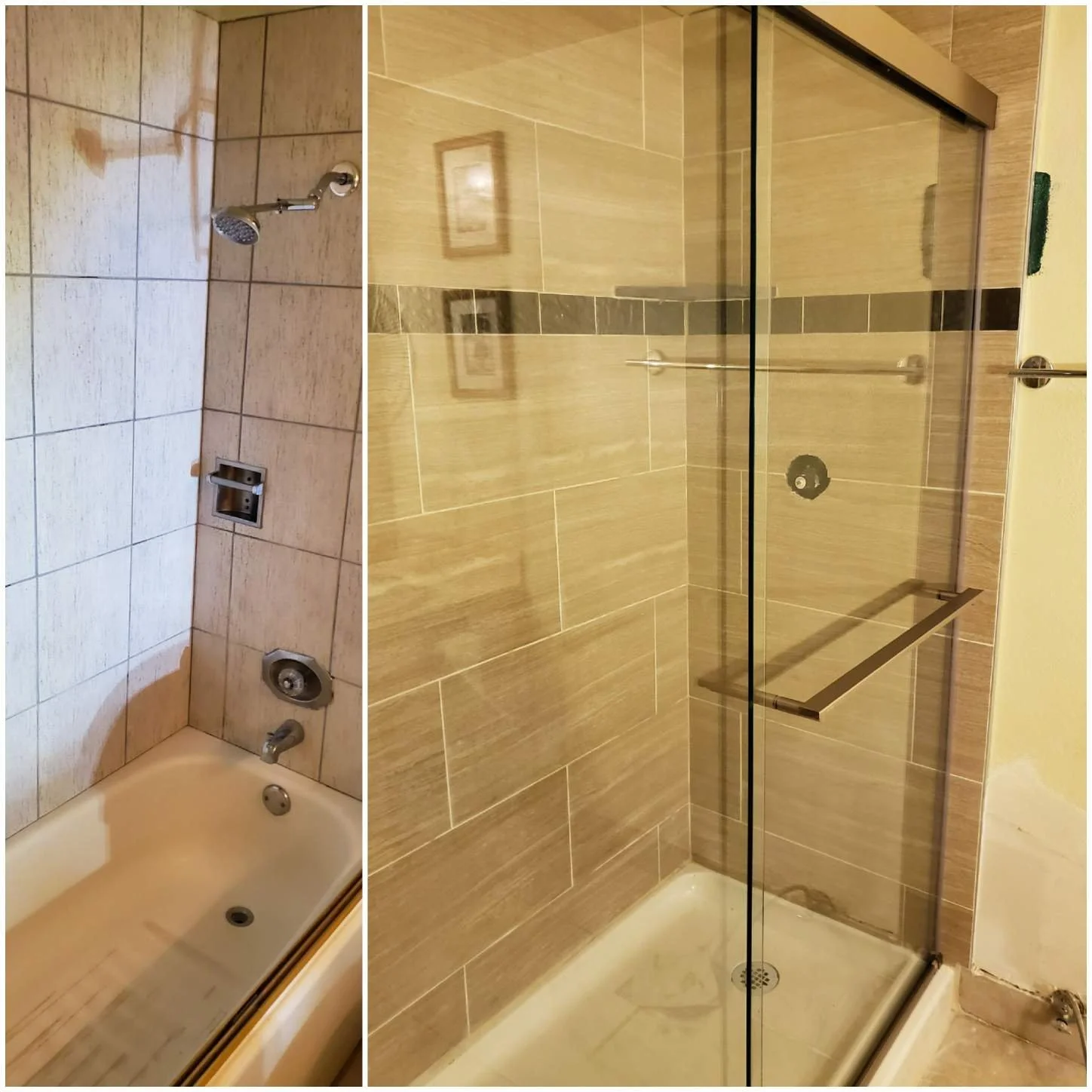 Before and After: shower remodel. 
