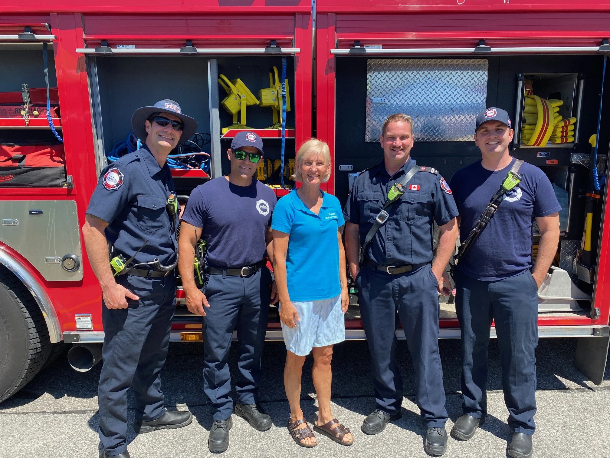 Nancy reuniting with former Pickering Fire Services colleagues and first responders at the Pickering Animal Shelter fundraiser held June 27th.