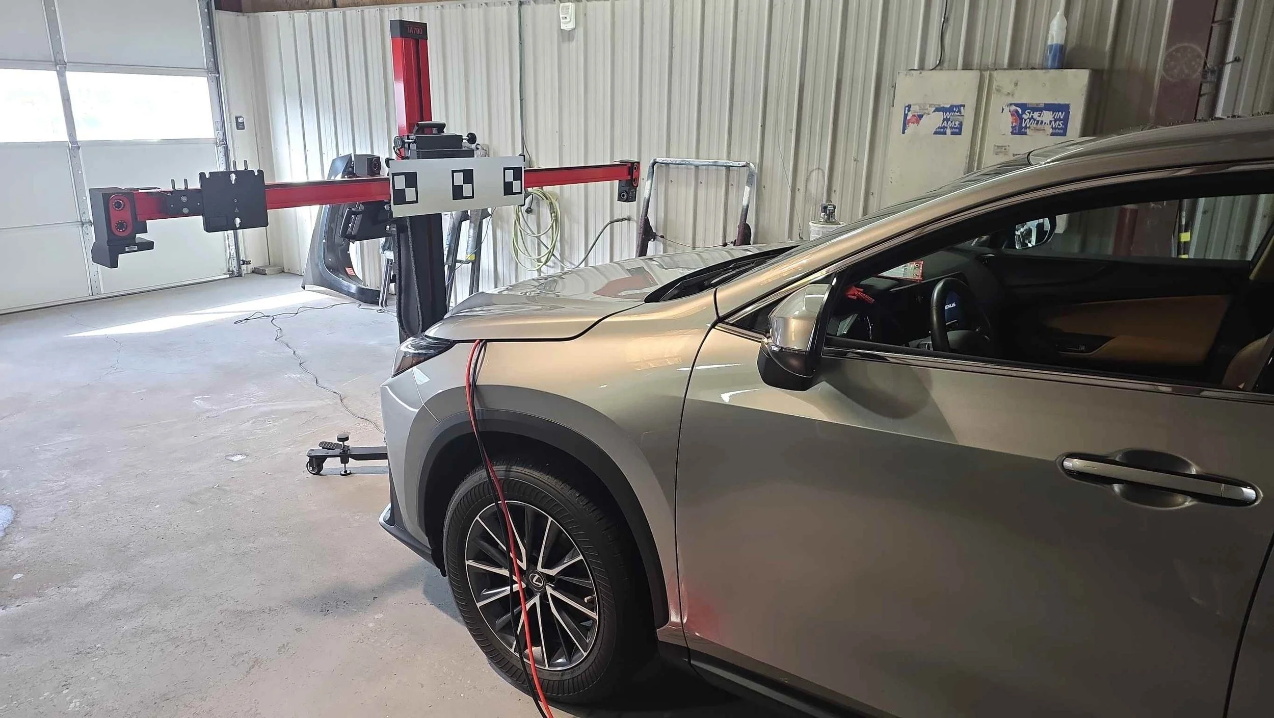 Side view of 2023 Lexus NX 350 positioned for front-recognition camera calibration