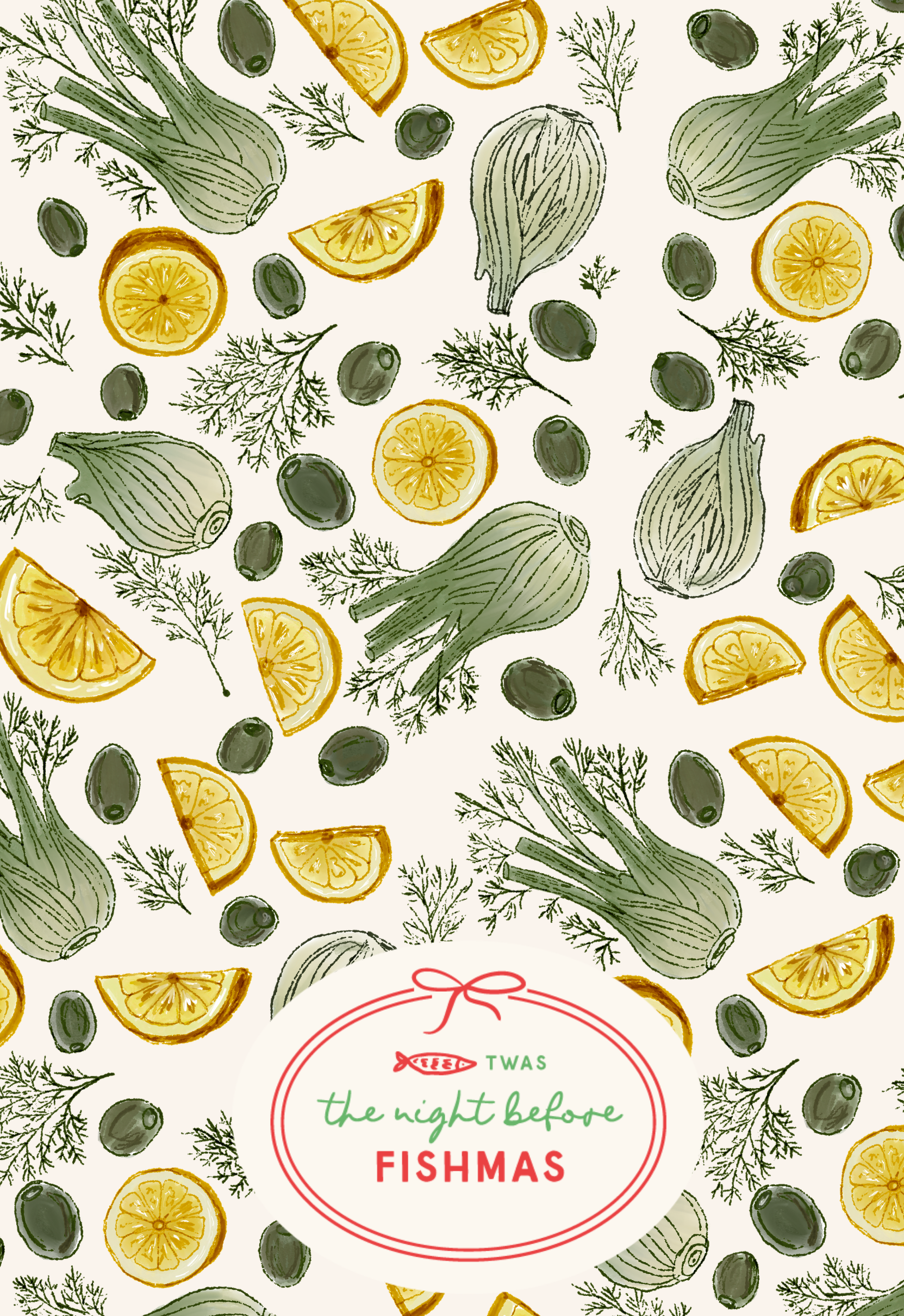 Tea Towel - Lemon, Fennel, Olives