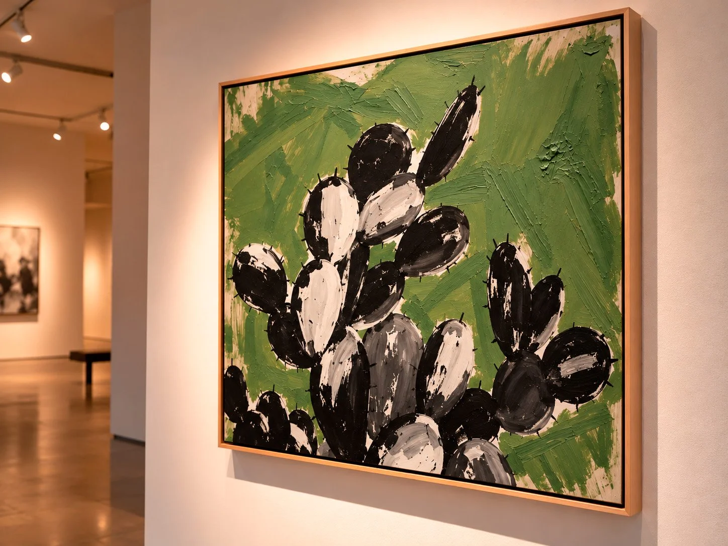 Obra de Fer Quirarte inspirada en la Virgen de Guadalupe, con nopales como elemento central de una composición que hace referencia al paisaje y la identidad cultural de México.