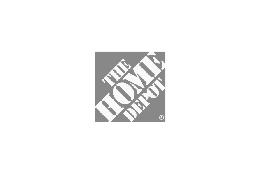 The Home Depot logo in black and white with text 'The Home Depot' in a square.