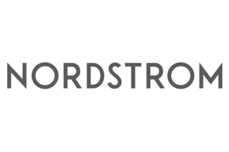 The Nordstrom logo with the text 'NORDSTROM' in gray on a black background.