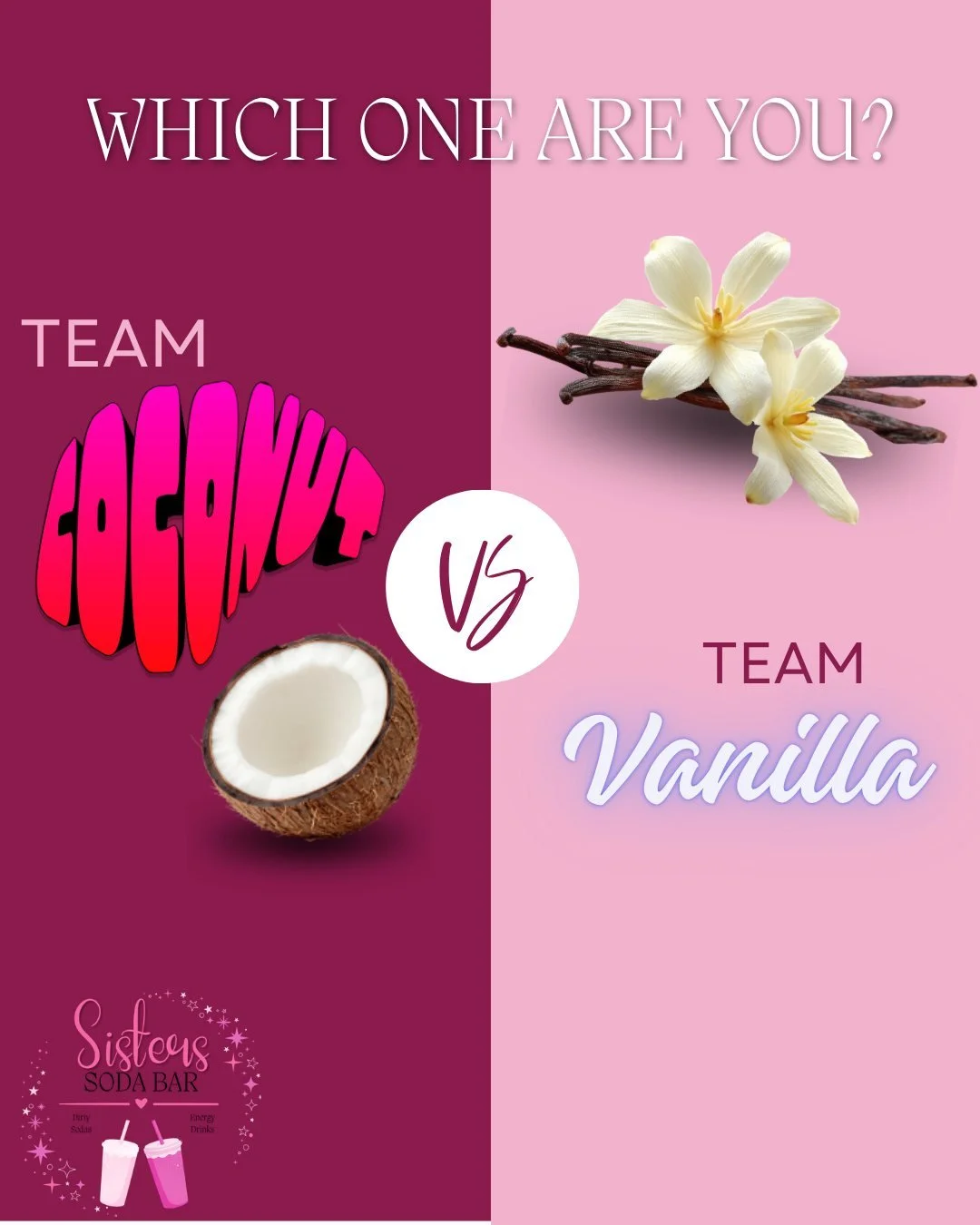 🥤 This or That? 🥥🍦

It's time to settle the debate... which flavor are you reaching for? 👇

🤍 Vanilla &ndash; smooth, sweet, and a classic that goes with just about everything.
🥥 Coconut &ndash; tropical, creamy, and gives every sip a little va