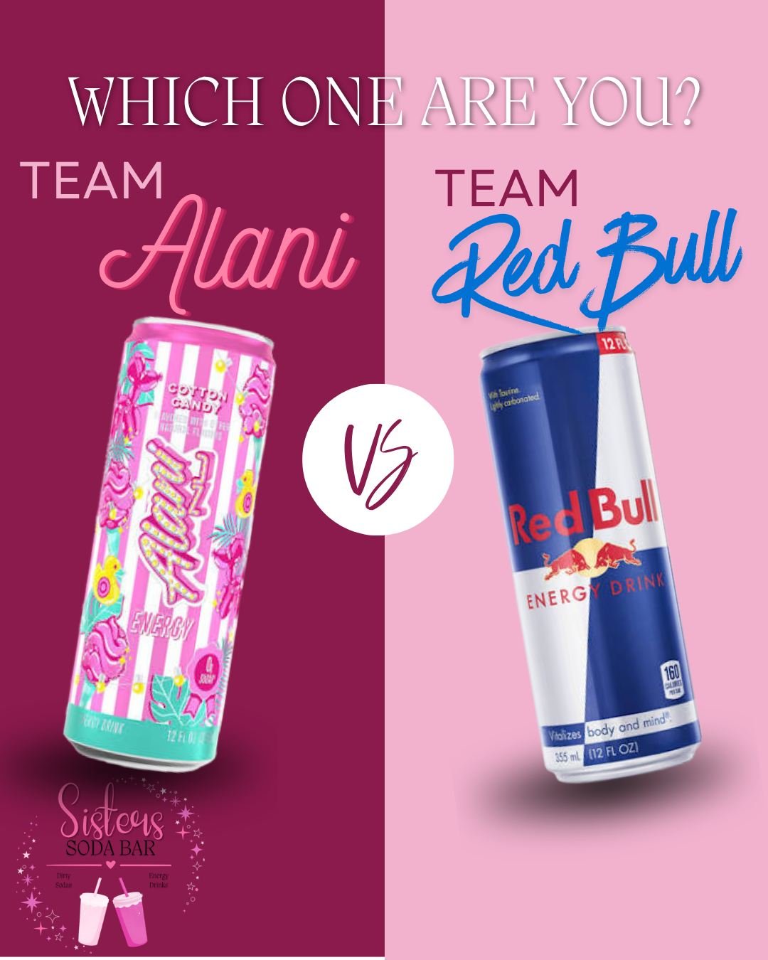 ⚡ THIS OR THAT? ⚡

It&rsquo;s time to pick your energy! 🥤✨

💗 ALANI or 💙 RED BULL?

Are you reaching for something fruity, fun &amp; colorful&hellip; or sticking with a classic favorite? 👀

Drop your choice below! ⬇️
Team Alani 💗 or Team Red Bul