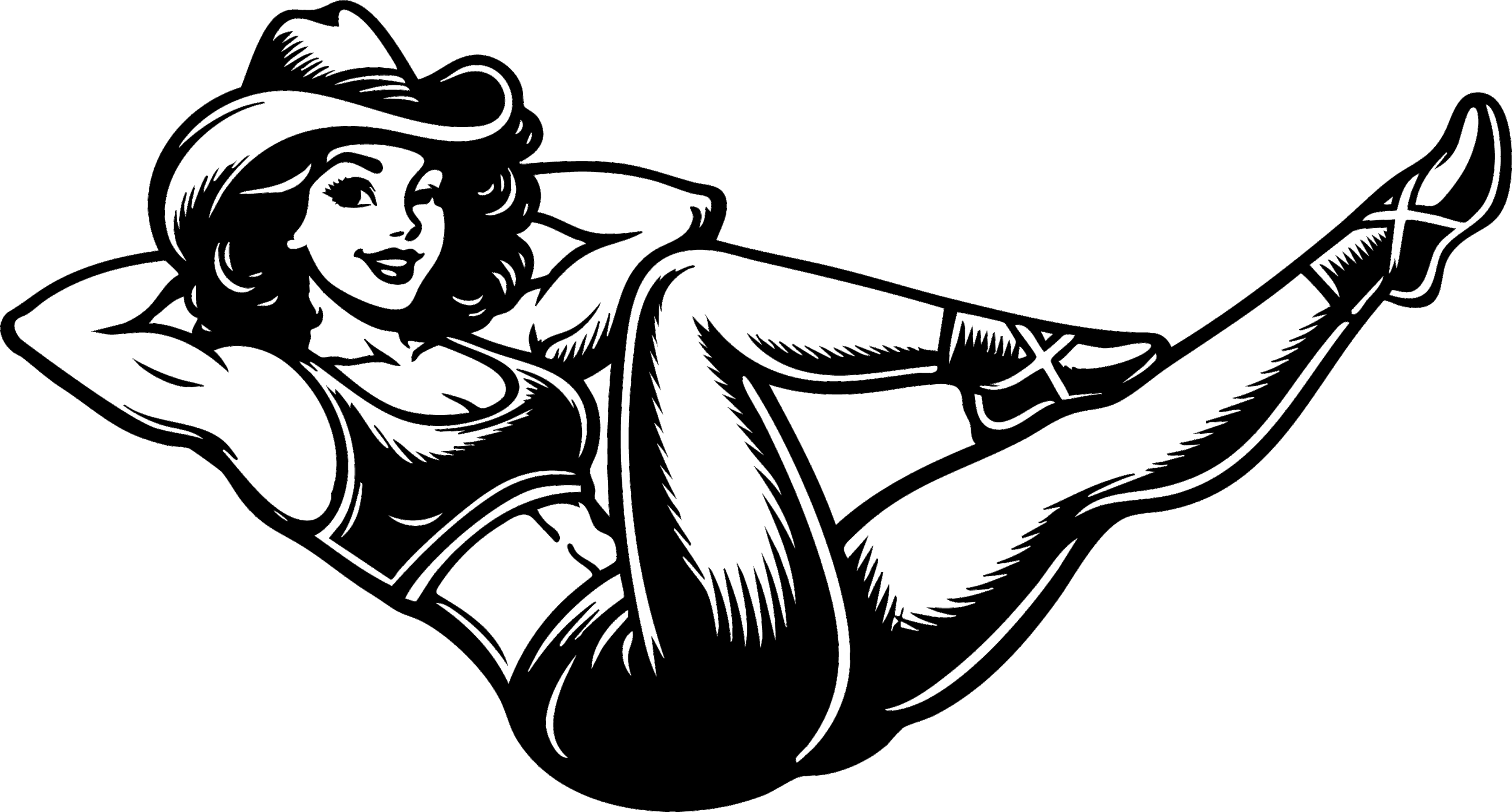 Line drawing of a woman lying on her back with one arm behind her head, smiling, while reading a book