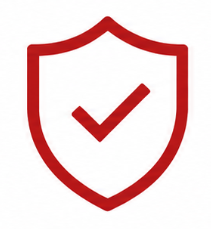Red shield with a checkmark inside