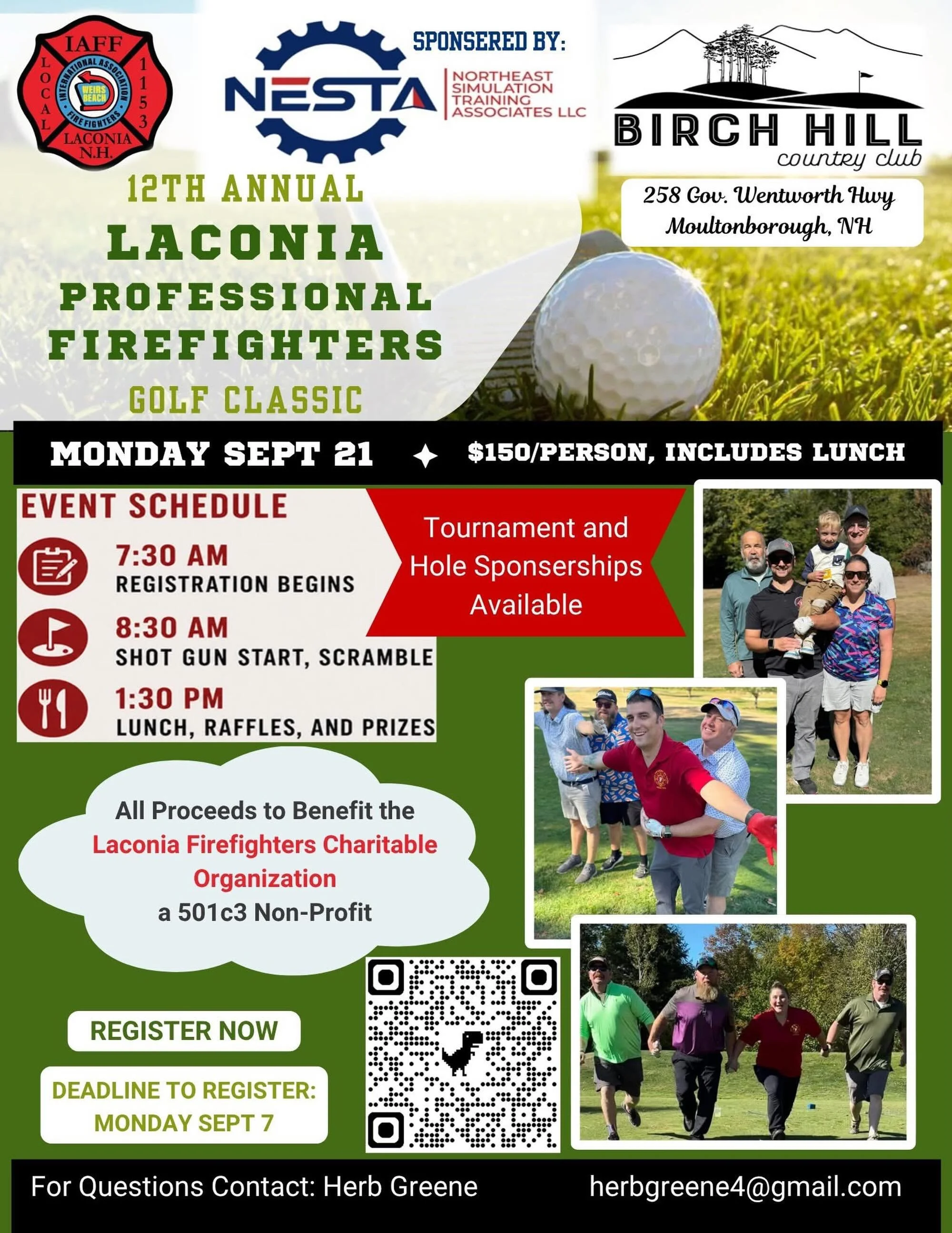 ⛳ We&rsquo;re proud to be a sponsor of the 12th Annual Laconia Professional Firefighters Golf Classic on September 21st at Birch Hill Country Club in Moultonborough!

If you&rsquo;re looking for a great day on the course while supporting an even grea