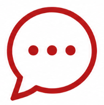 Red speech bubble icon with three dots inside