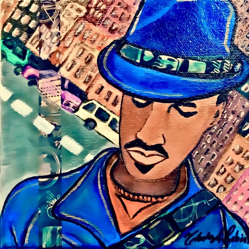 “Handsome 2”- mixed media, 6x6in