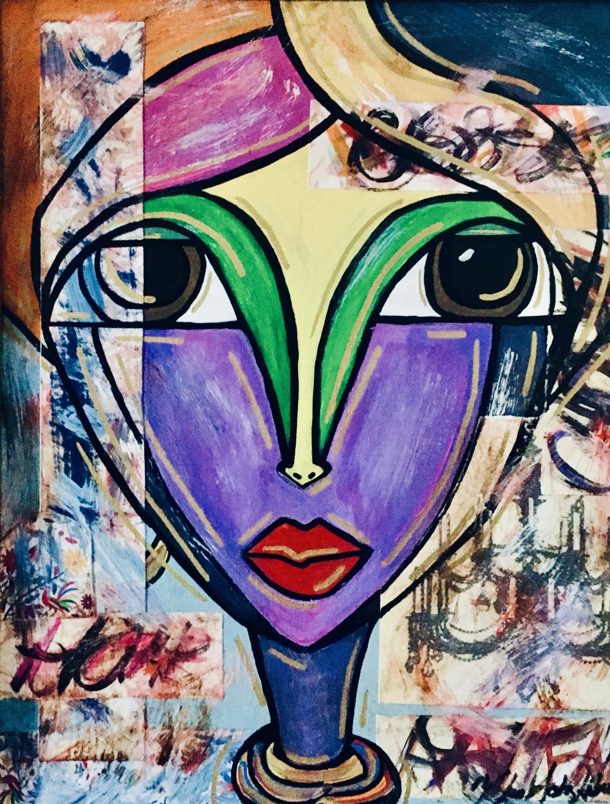 “Imaginary Friend”, acrylic and paper, 11x14in