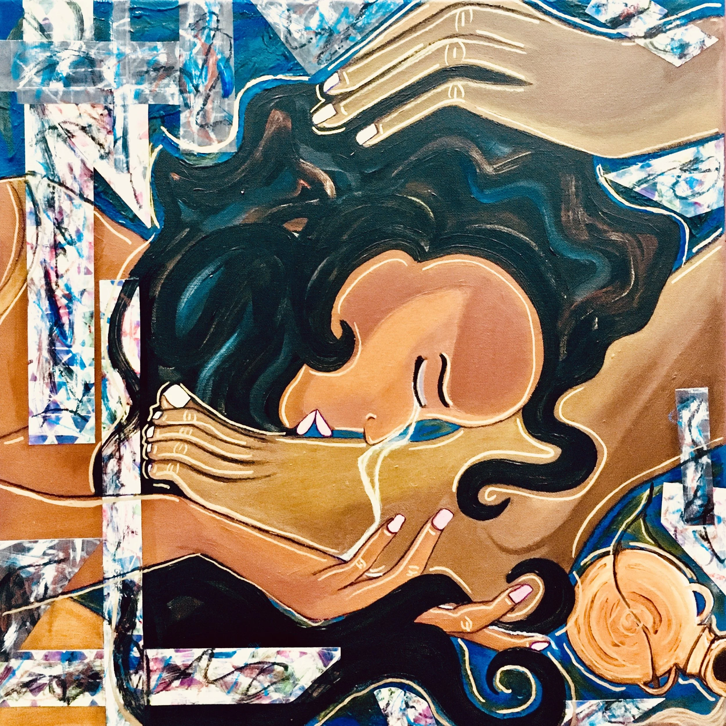 “Silent Confession”, mixed media, 20x20in