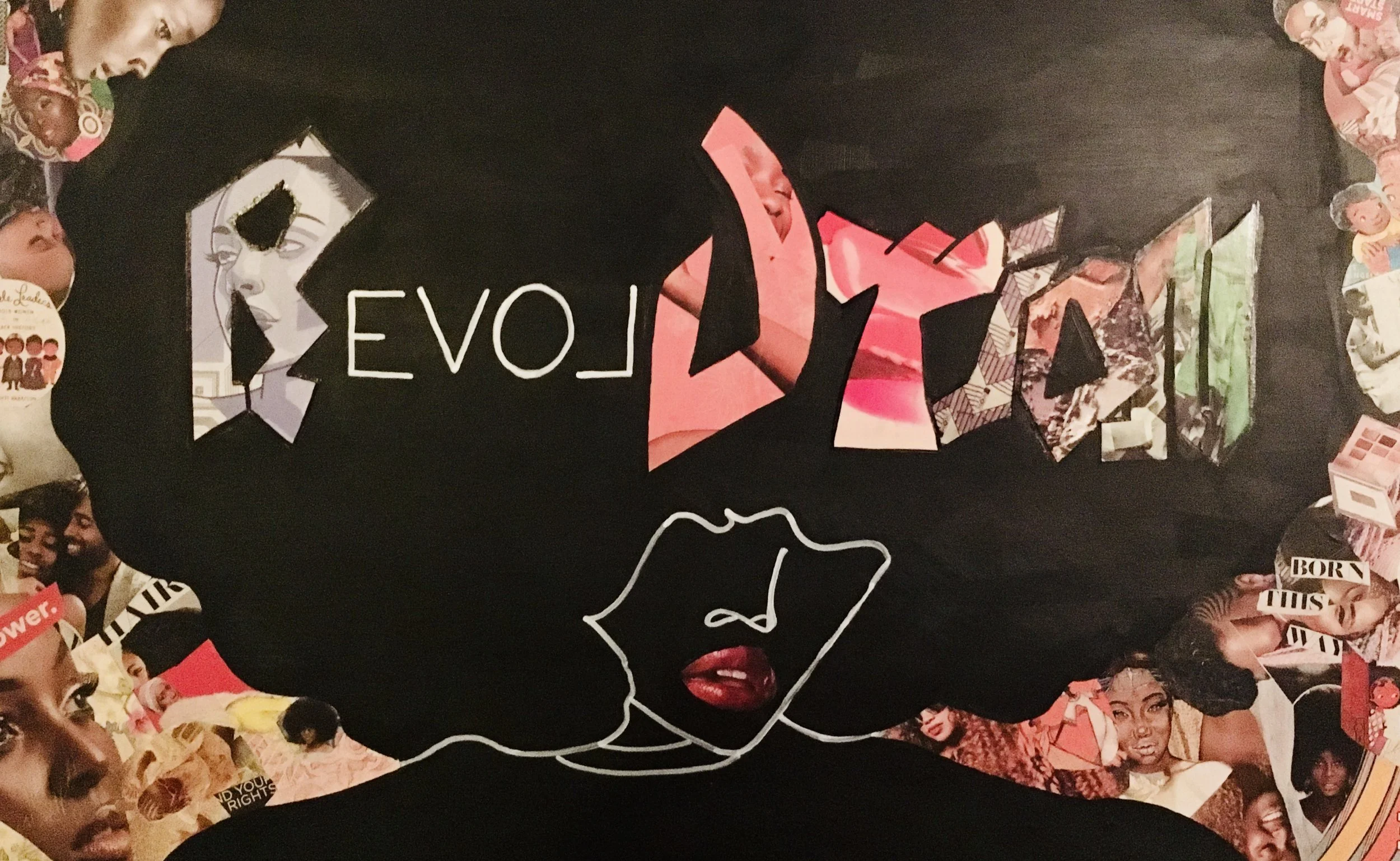 “Revolution”, acrylic and paper, 36x24in