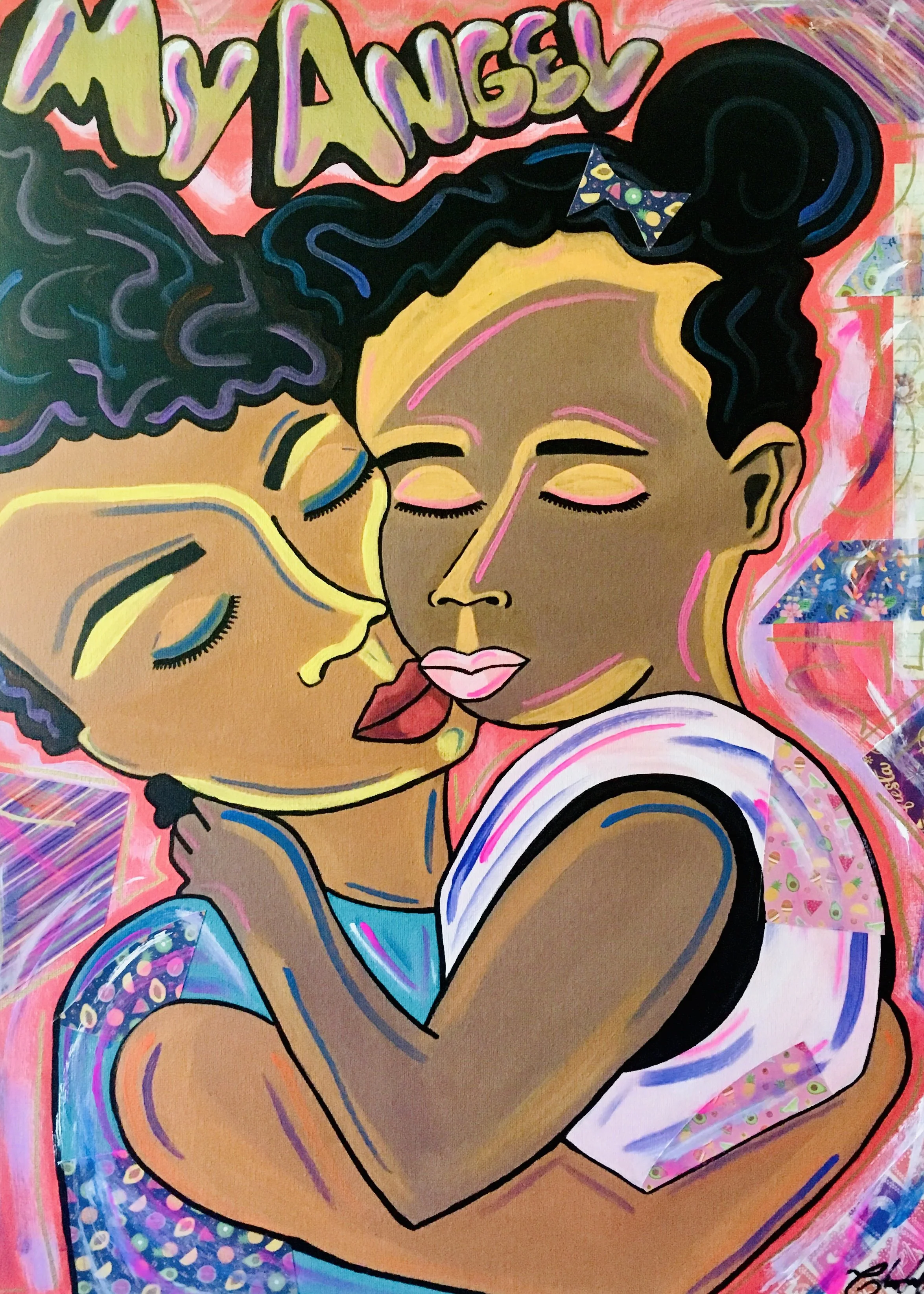 “My Angel”, acrylic and paper, 18x24in