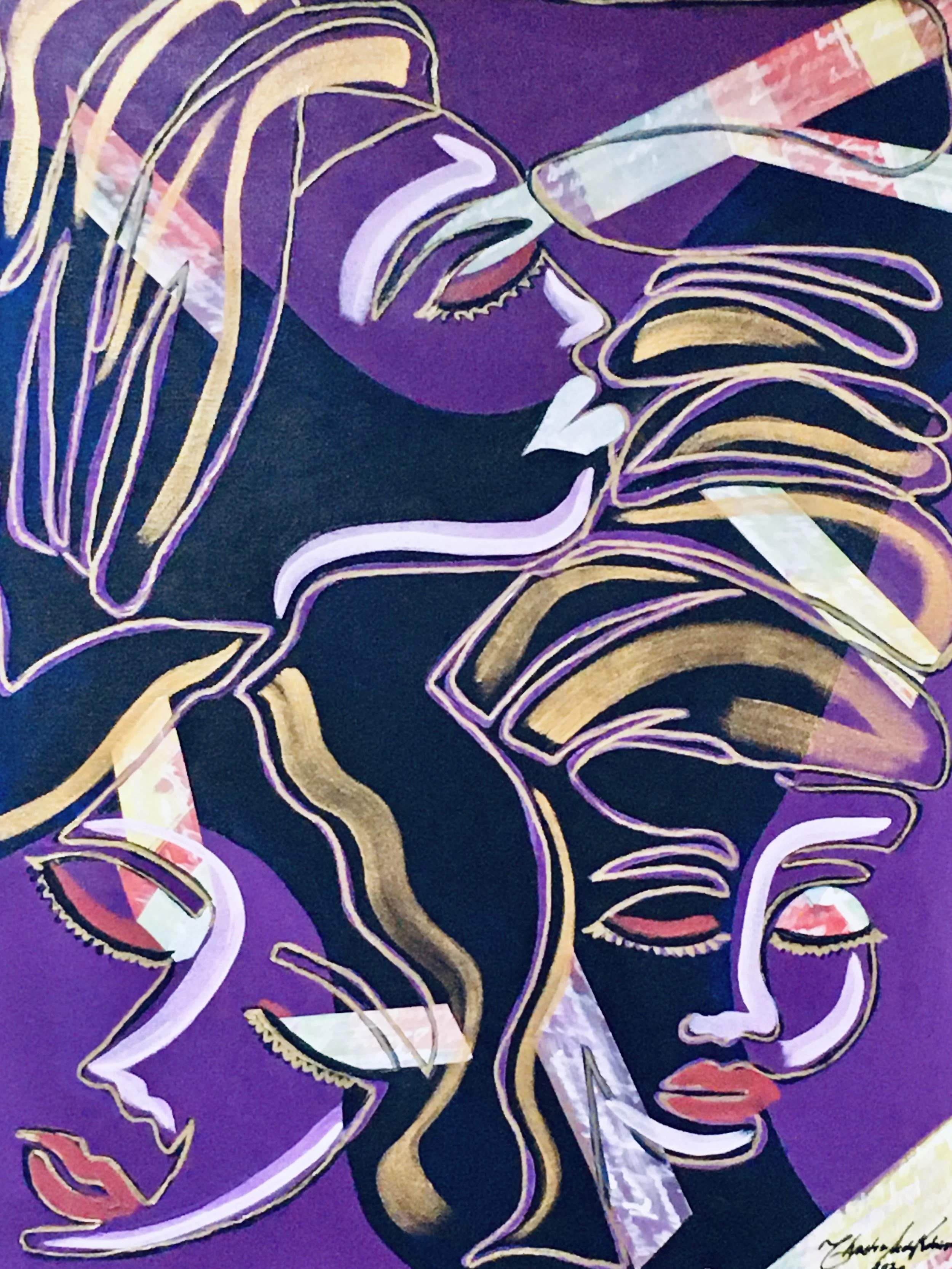 “Twelve Virgins 3”, acrylic and paper, 18x24in