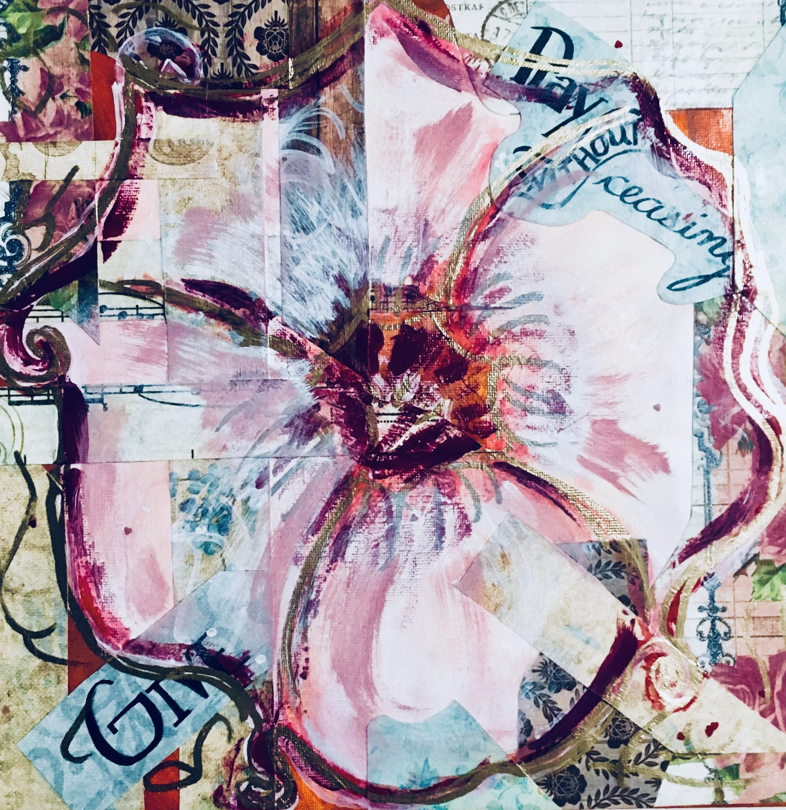 “Gratitude”, mixed media, 10x10in