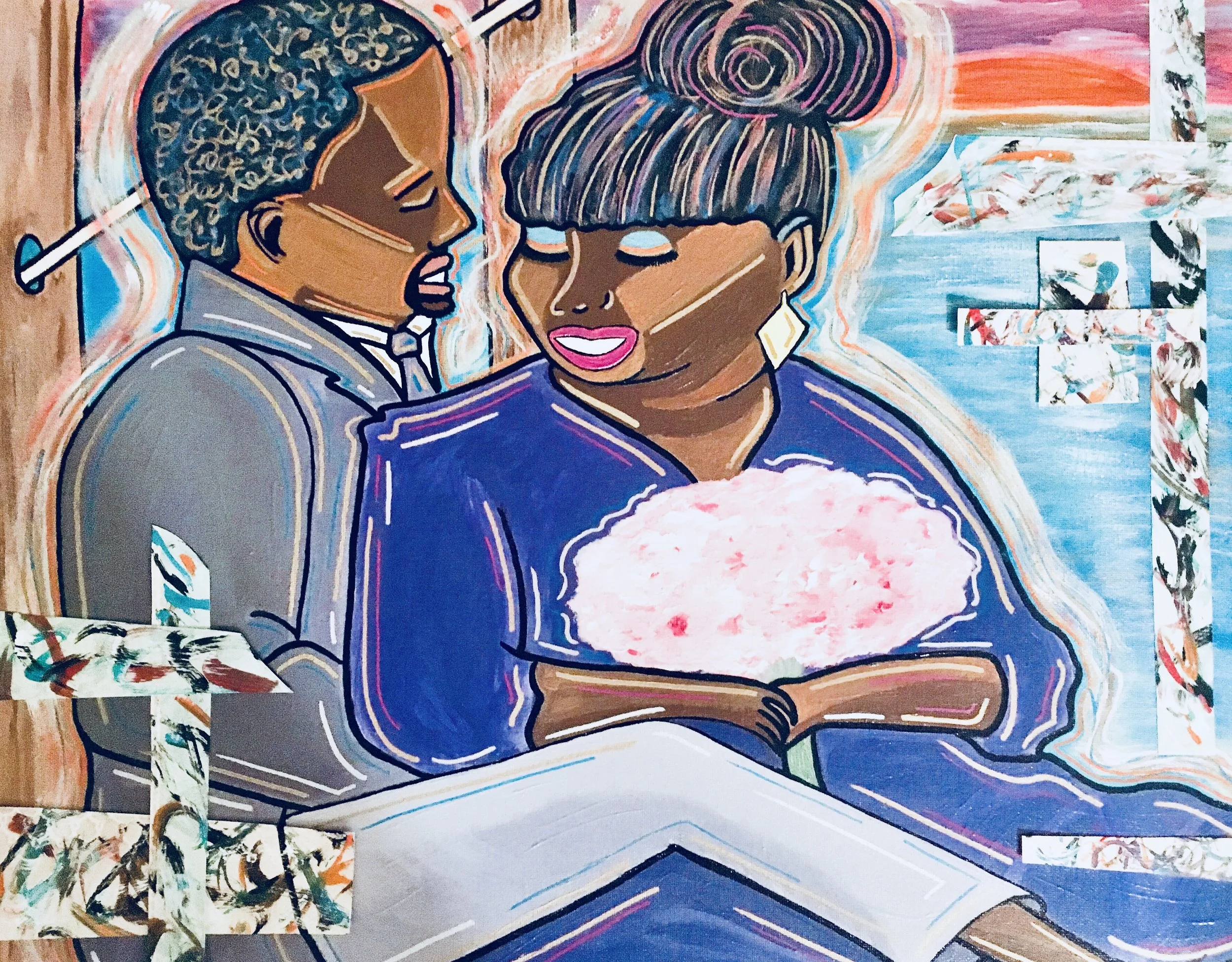 “Just Married”, acrylic and paper, 24x18in