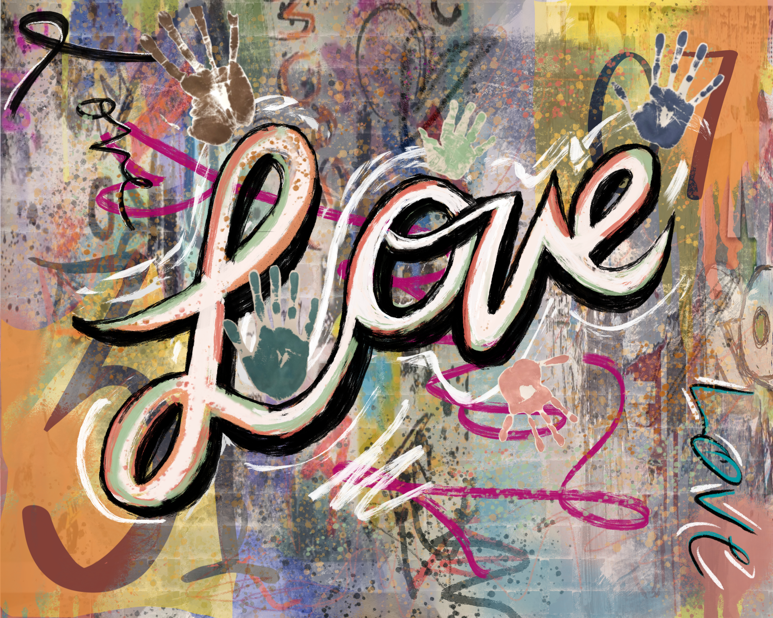 “Love in Color 2”, acrylic and ink, 14x11in