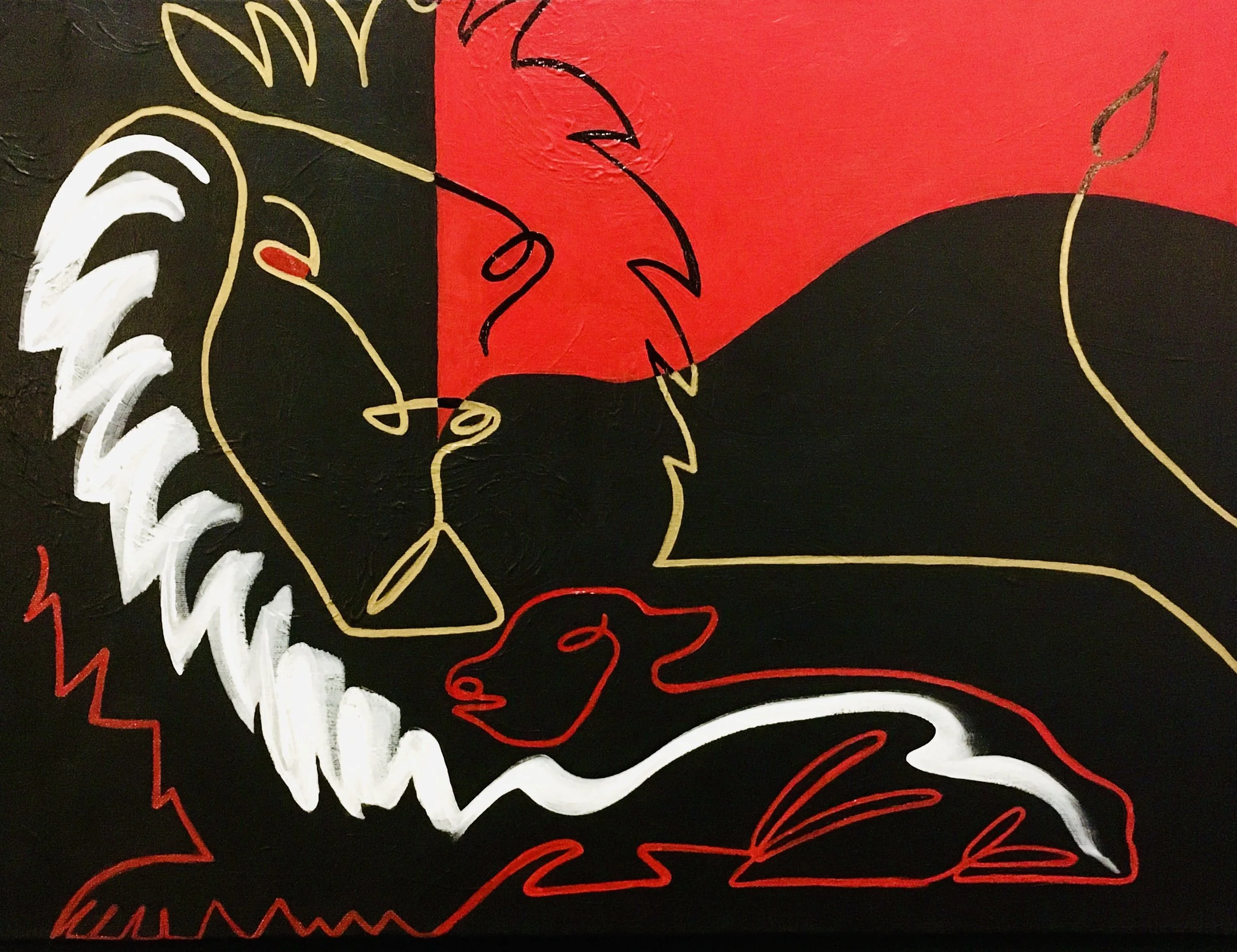 “Lion and the Lamb”, acrylic, 18x24in