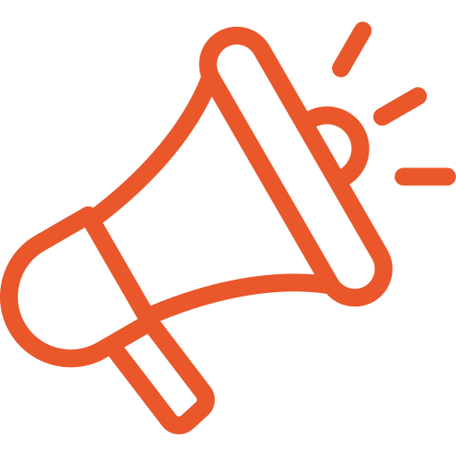 Icon of a megaphone with sound lines indicating shouting or announcing.